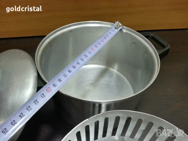 стара алуминиева тенджера с кошница, снимка 6 - Антикварни и старинни предмети - 48936801
