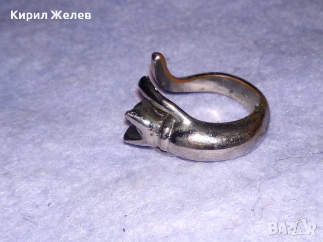 СТАР МЕДЕН НИКЕЛИРАН ФИГУРАЛЕН ВИНТИДЖ АРТ ПРЪСТЕН КОТЕ 38736, снимка 6 - Пръстени - 41761506