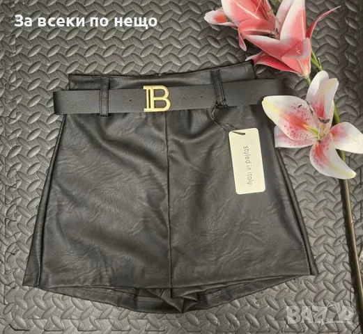 Дамска кожена пола - панталон с колан с много лека подплата , снимка 3 - Поли - 47994860