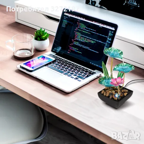 USB 3-степенен релаксиращ настолен,светлинен водопад-фонтан, снимка 3 - Декорация за дома - 48772526