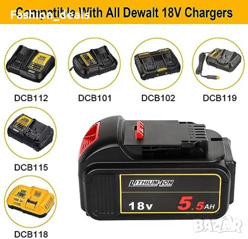 Нова Резервна литиево-йонна батерия за електрически инструмент Dewalt 18V XR, снимка 6 - Друга електроника - 41918358