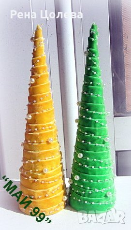 Коледни елхи от перли и кадифе, снимка 4 - Коледни подаръци - 41555484