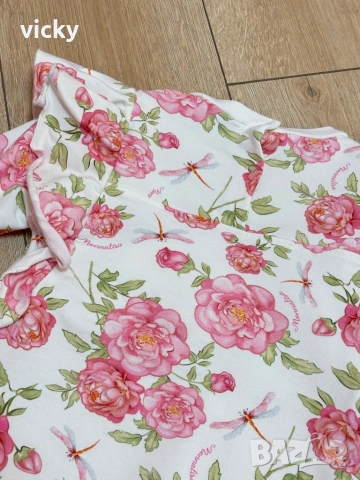 Прекрасна рокля с флорални мотиви и къдрички Monnalisa, размер 98-104см, снимка 7 - Детски рокли и поли - 53156647