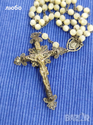 КРЪСТ ФИЛИГРАН СЪС СЕДЕФ КАТОЛИШКИ 18-19 ВЕК, снимка 10 - Други ценни предмети - 52186332