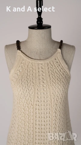 Рокля Плетена с Мъниста – Екрю, снимка 3 - Рокли - 51170494
