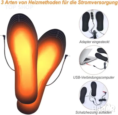 Отопляема стелка, нагревател за крака, USB топли стелки, за мъже и жени 41-46, два чифта в комплект, снимка 2 - Зимни спортове - 48469746