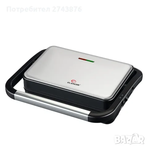 Грил Преса Elekom ЕК-2300SS, 1000 W, Незалепващи грил плочи, Тавичка за мазнина,Инокс