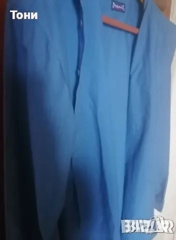 Нова Мъжка Синя Риза с Дълъг Ръкав М, снимка 2 - Ризи - 53728778