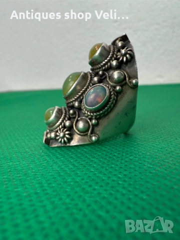 Сребърен пръстен с опали №7464 , снимка 4 - Антикварни и старинни предмети - 51987975