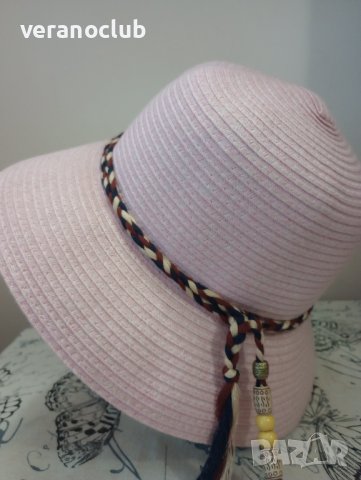Розова дамска капела с малка периферия , снимка 4 - Шапки - 41647241