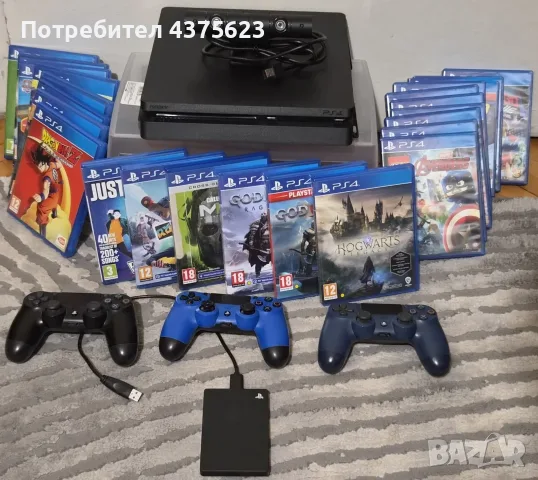 PS4 Slim 500GB + 2TB Seagate Game Drive + 24 игри + 3 DualShock + PS Camera + GuliKit Route Air+ Pro