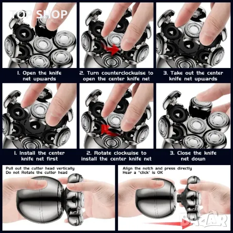 7D професионална Електрическа безжична самобръсначка за мъже,мокро/сухо бръснач/LED дисплей, снимка 3 - Електрически самобръсначки - 49308656