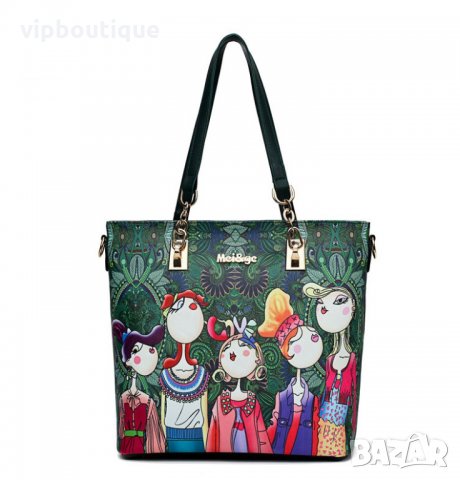 Дамска чанта от Еко кожа - Елегантен Комплект от 6 части, снимка 4 - Чанти - 35908897