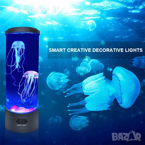 Настолна LED нощна лампа аквариум с медузи., снимка 6 - Лед осветление - 42619536