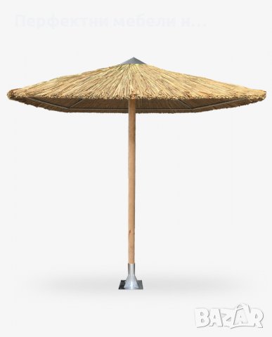 Здрав плетен чадър - трастика и метал,с дървен кол, снимка 2 - Градински мебели, декорация  - 39421173