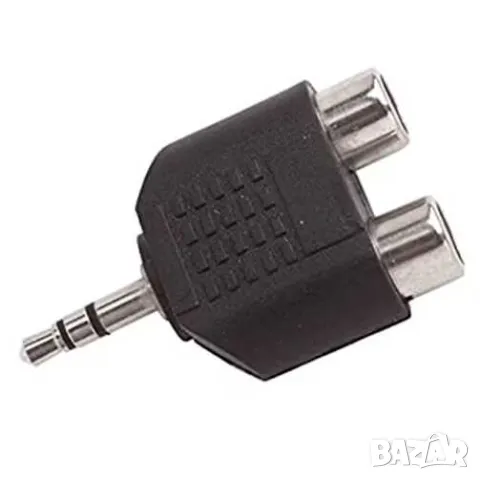 Преходник от стерео жак 3.5 mm към два стерео жака, Черен