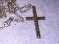 Стар МАРКАЗИТЕН СРЕБЪРЕН АРТ КРЪСТ СРЕБРО 925 с АВТОРСКА СРЕБЪРНА 925 КАРТИЕ ПЛЕТКА ВЕРИЖКА 38533, снимка 12