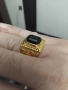 Мъжки пръстен неръждаема стомана масивен позлатен, снимка 1