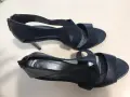 Тъмносини сандали на ток от 100% телешка кожа, снимка 5