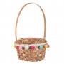 Великденска декорация, Плетена кошница с цветни помпони,18x30 см