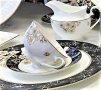 Стилен сервиз за хранене в бяло и черно от костен порцелан, снимка 3