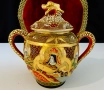 Захарница японски порцелан Satsuma,Дракон,злато,600 мл. , снимка 9