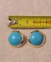 Винтидж обеци с щипки, тюркоазен цвят, снимка 2