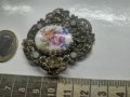 Брошка в стил Арт Деко, порцелан, филигран, гранулация, цветя

, снимка 7