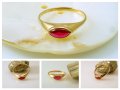 Продаден!Златен пръстен с рубин, форма маркизет 1.82 грама, размер №59