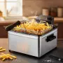 Фритюрник Cheffinger CF-EDP5.0 – 5L, 2000W, неръждаема стомана, 3 кошници, регулируема температура, снимка 1