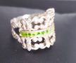 Винтидж / Стар семеен сребърен пръстен със зелен емайл / проба 925 , снимка 10