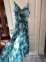 Разкошна с цепка дълга ефирна елегантна рокля екзотичен тропически тропик принт V образно деколте , снимка 4