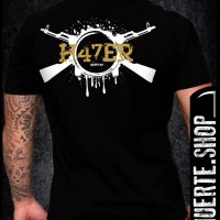 Черна тениска с щампа HATER, снимка 1 - Тениски - 41080528