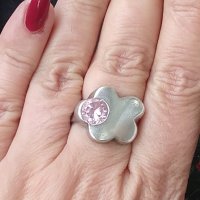 Винтидж / Стар сребърен пръстен с Морганит проба 925 , снимка 2 - Пръстени - 42322435