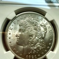 Сребърен Морган долар 1921г. MS 62, снимка 2 - Нумизматика и бонистика - 41579137