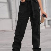 Модни дамски карго панталони с много джобове, 4цвята - 023, снимка 3 - Панталони - 41776112