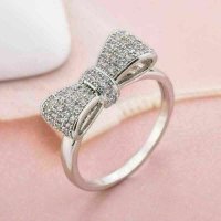 Дамски пръстен с бели циркони - панделка, снимка 5 - Пръстени - 41874639