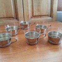 Руски чаши за чай стакани подстакани , снимка 1 - Антикварни и старинни предмети - 39896915