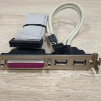 Заден панел два порта USB 2.0 и паралелен LPT порт (25 пин) за принтер., снимка 1 - Кабели и адаптери - 41865826