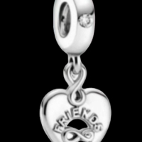  Сребърен висящ елемент сърце Пандора"Приятели завинаги"/нов, снимка 1 - Колиета, медальони, синджири - 44611391