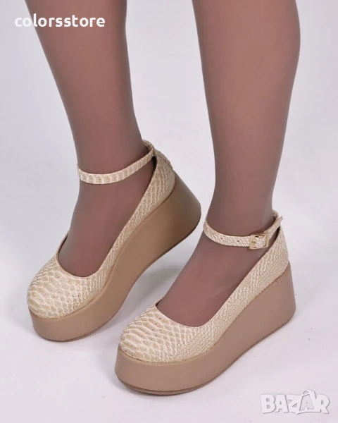 Обувки на платформа - бежов крок - FG25

, снимка 1