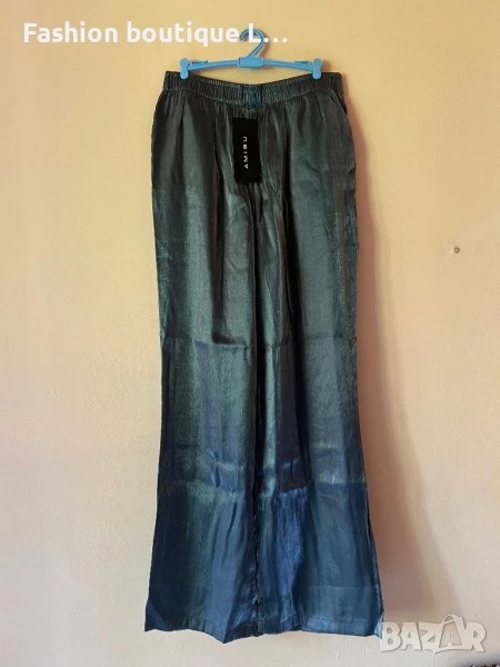 Нов есенен тъмно сребрист панталон с ластик в кръста и странични джобове 36 размер на марката Amisu , снимка 1