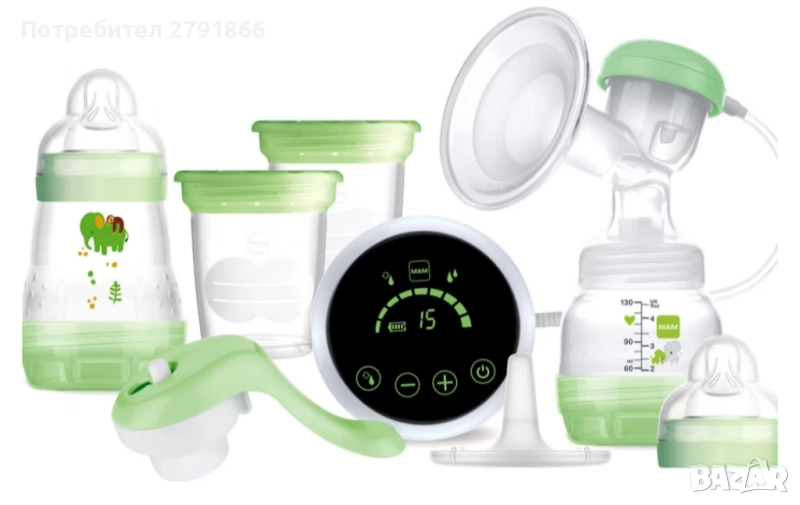 MAM 2-в-1 Електрическа и механична помпа за кърма, стартов комплект за новородено НОВ, снимка 1