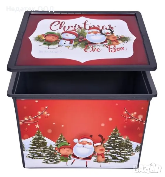 Коледна кутия за съхранение, Дядо Коледа, Червен, 50л, снимка 1