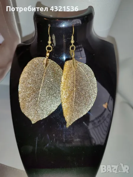 Обеци със златисти листа, снимка 1