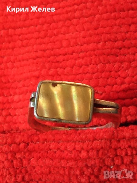 СТАР СРЕБЪРЕН СЕДЕФЕН АРТ НУВО СТИЛ ПРЪСТЕН СРЕБРО 925 РЪЧНО ИЗРАБОТЕН 25819, снимка 1