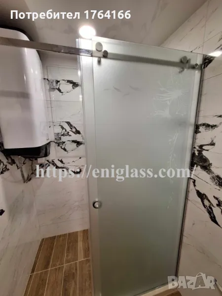 Стъклена душ кабина с плъзгаща система с матирано стъкло с поръчка от ЕНИ ГЛАС, снимка 1