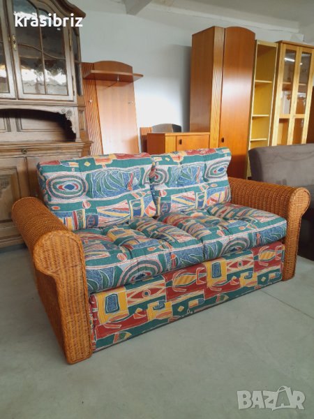 Разтегателен Диван от Естествен Ратан- внос от Германия!, снимка 1