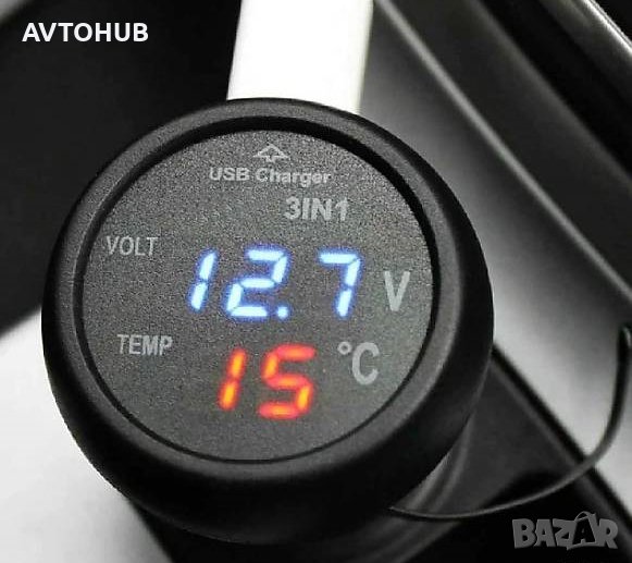  Волтметър, Термометър и Зарядно За USB Уред 3в1, снимка 1