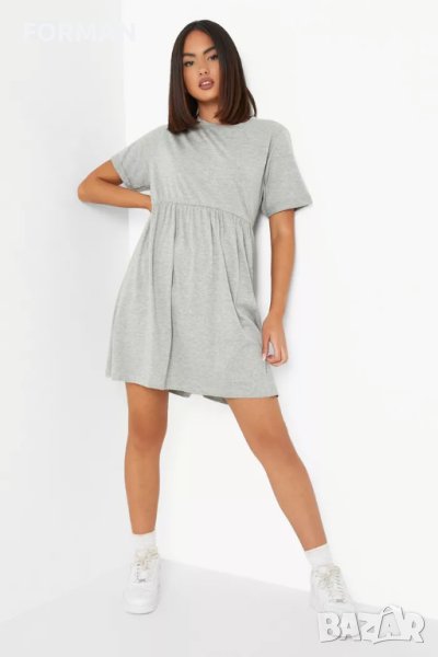 Сива рокля трико в бохо-стил, снимка 1